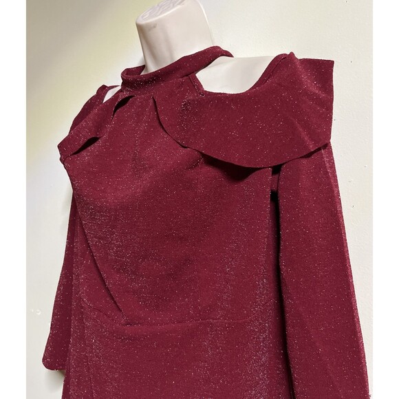 NEW Perfectly Priscilla Cold Shoulder Boutique Dress Size 3XL Red Sparkle - Picture 3 of 11